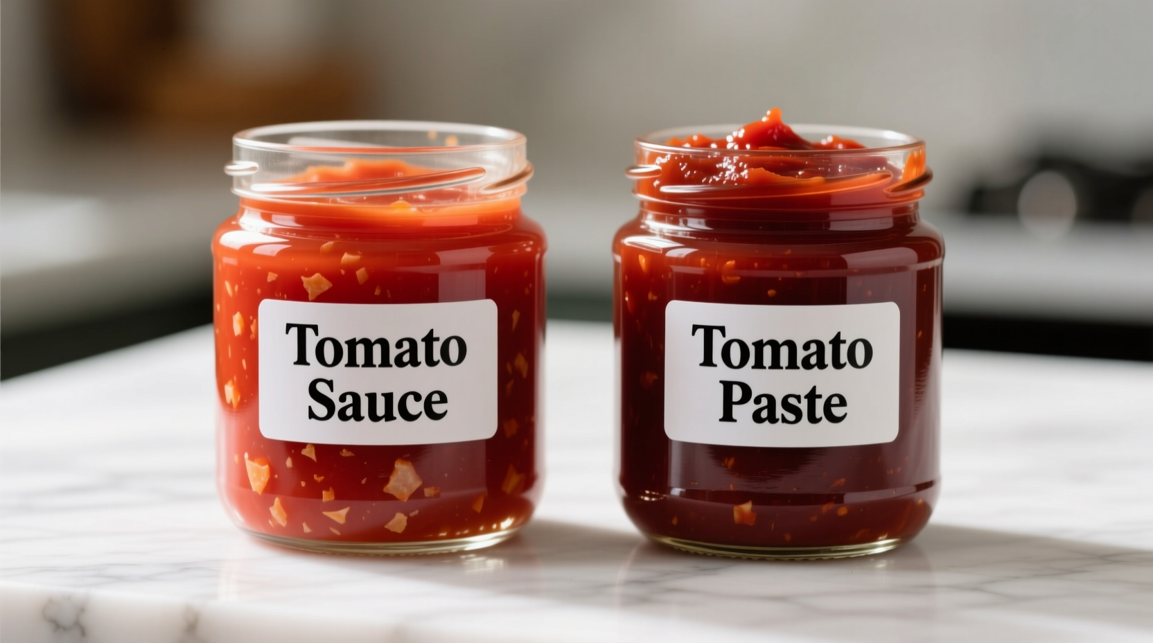 Tomato sauce and paste side by side comparison