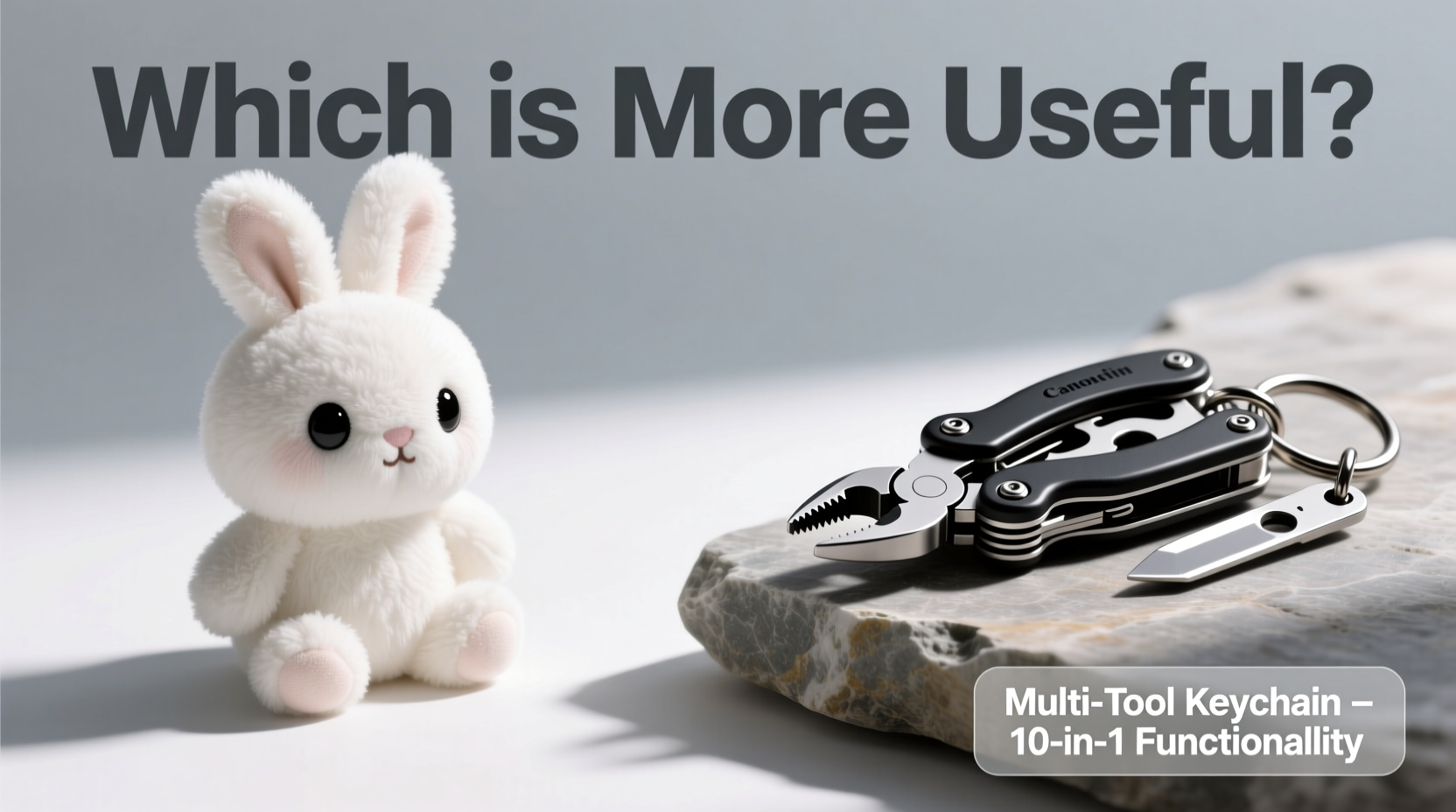 rabbit plushie or multi tool which keychain is actually more useful