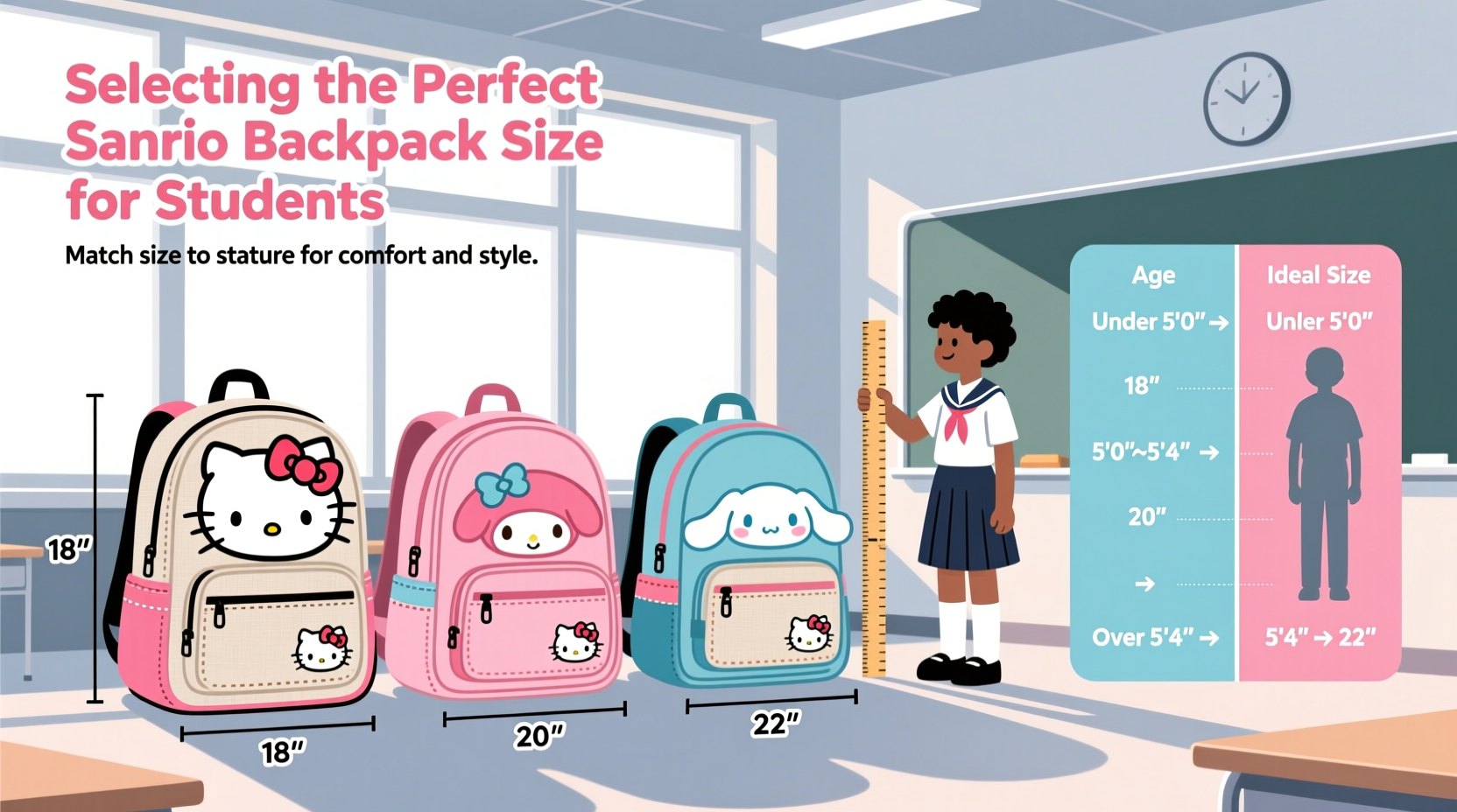 a practical guide to selecting the ideal sanrio backpack size for students