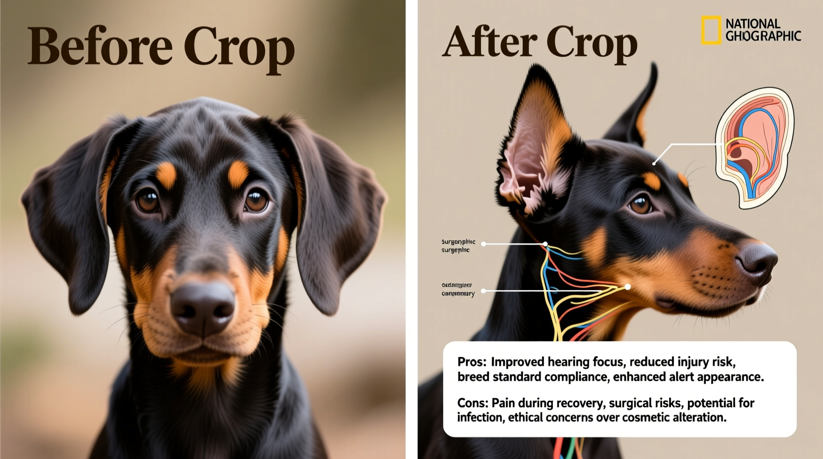 why doberman ears are cropped reasons pros cons explained