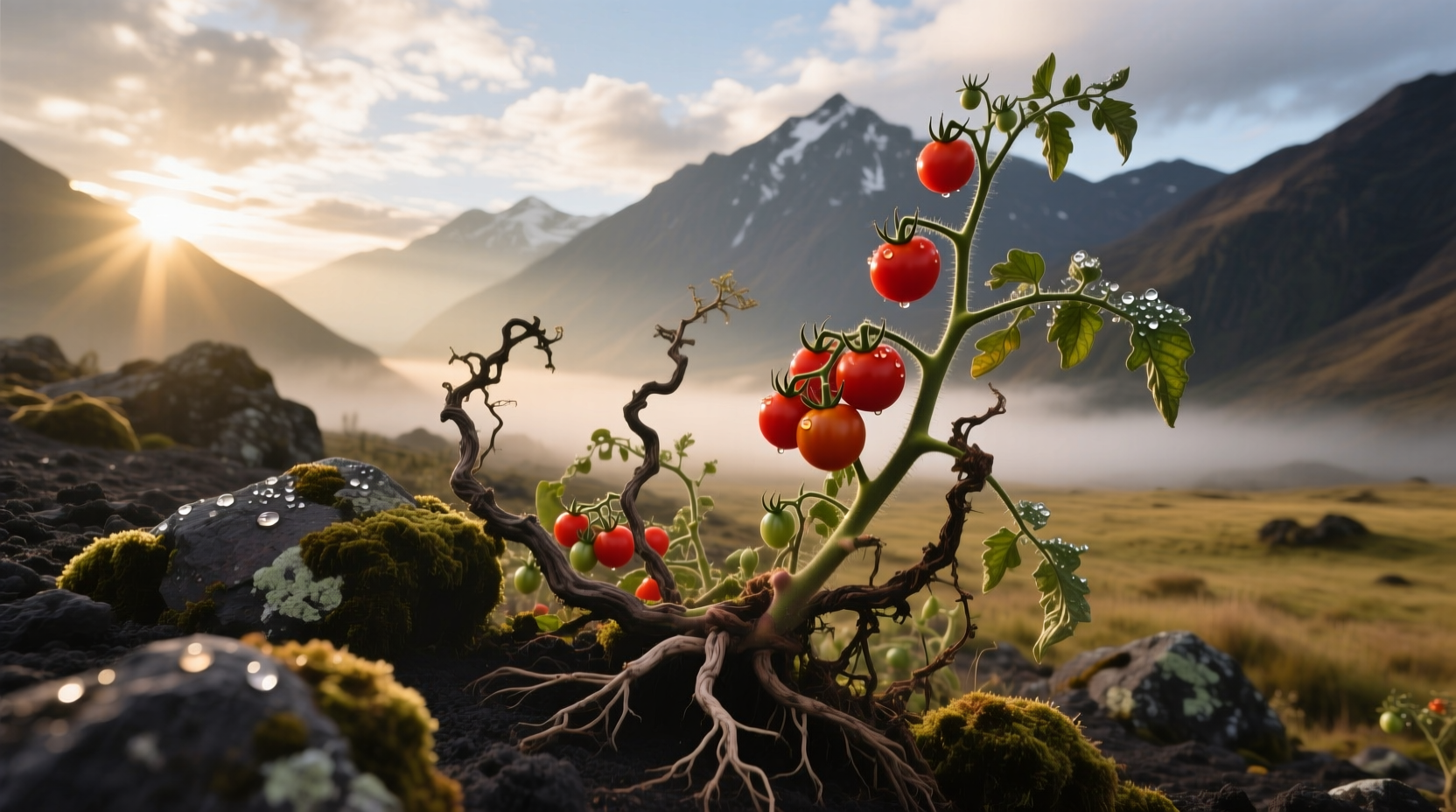 Wild tomato plants growing in Andes mountains