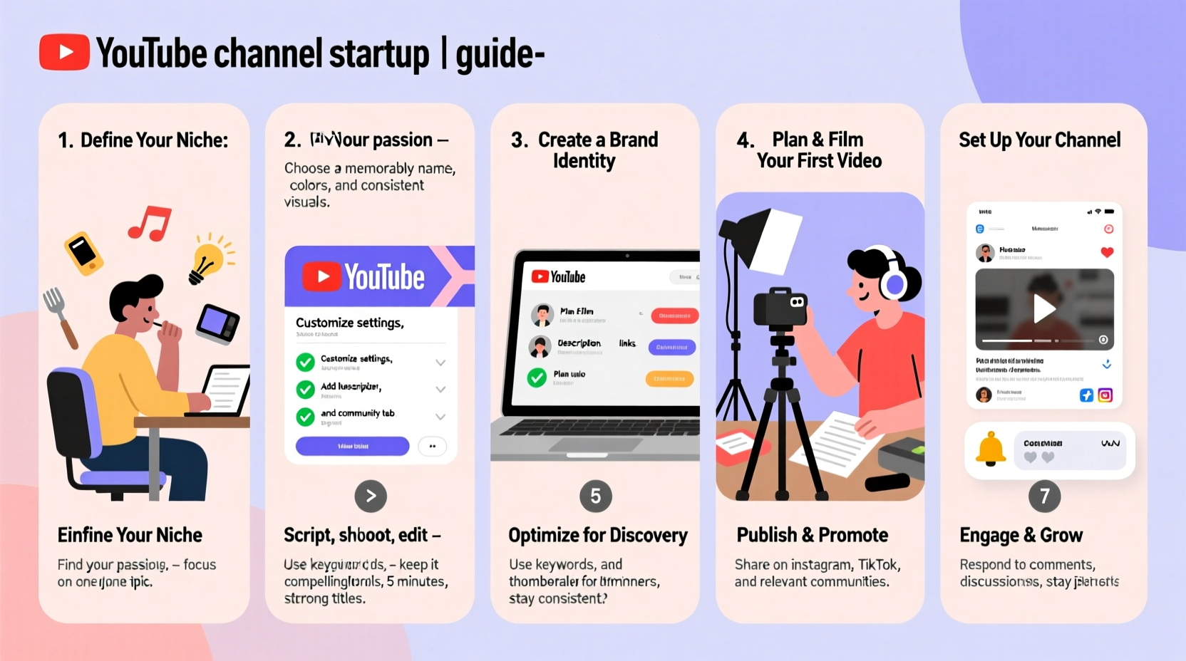 a step by step guide to starting your youtube channel and growing your audience