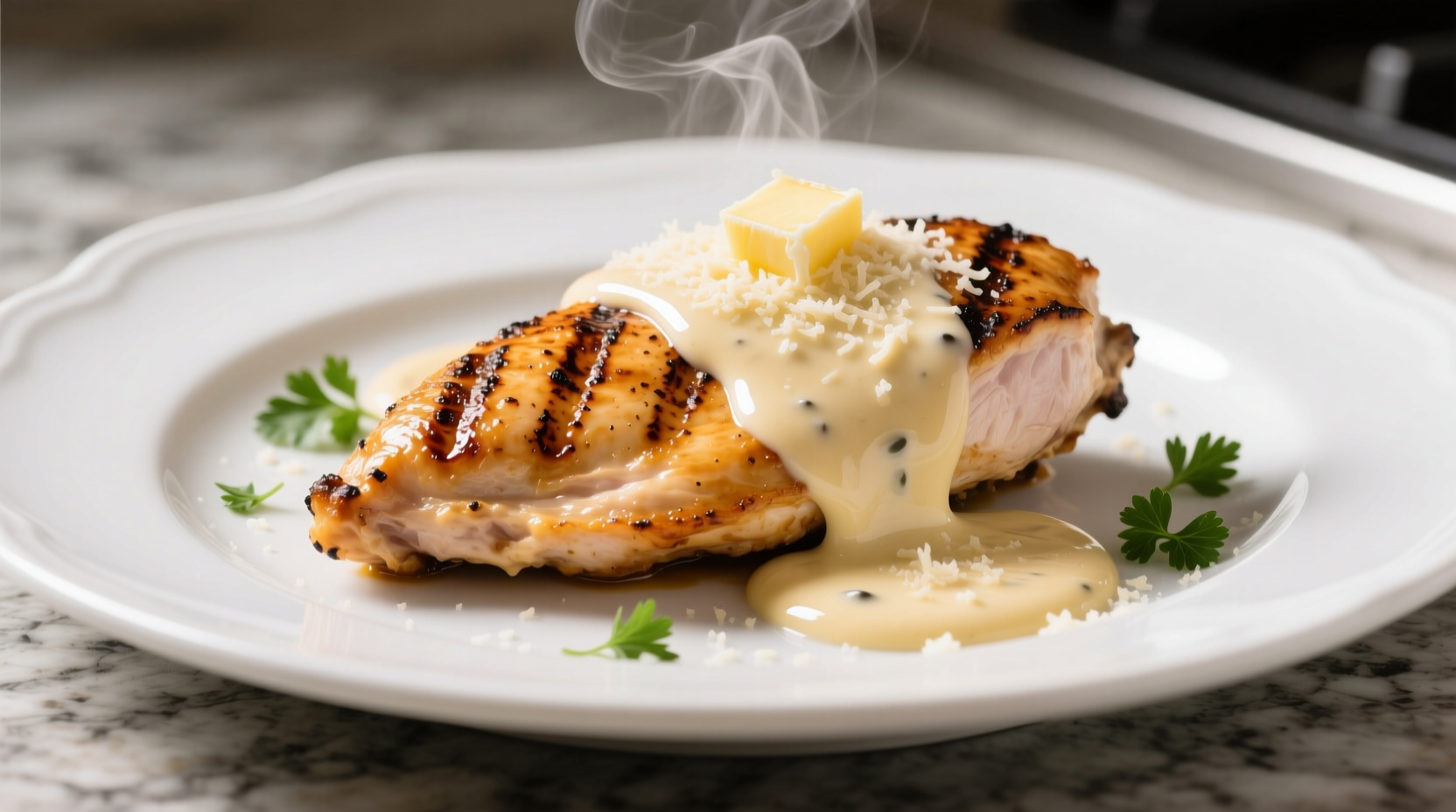 Perfectly seared chicken breast for alfredo sauce
