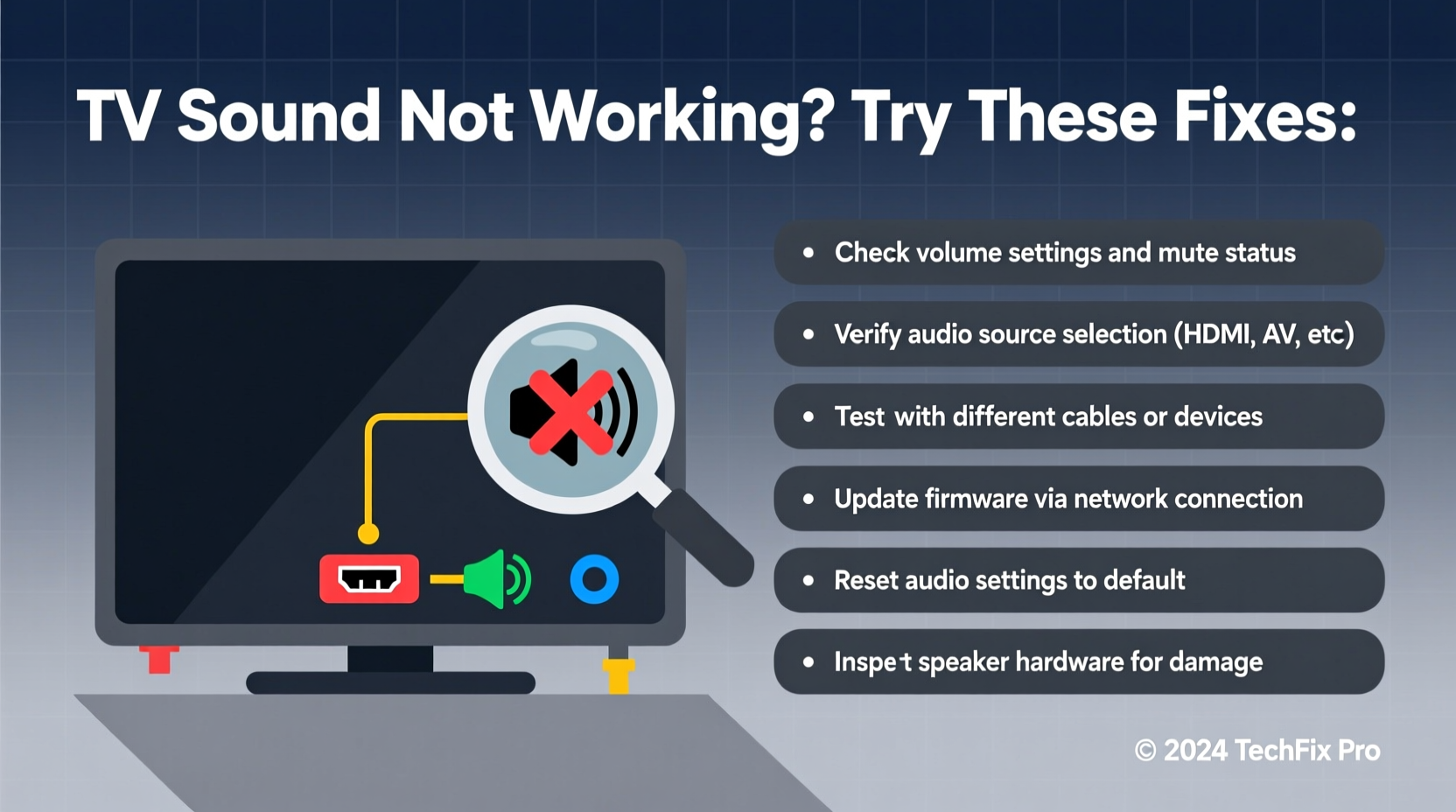 tv sound not working troubleshoot fix audio issues