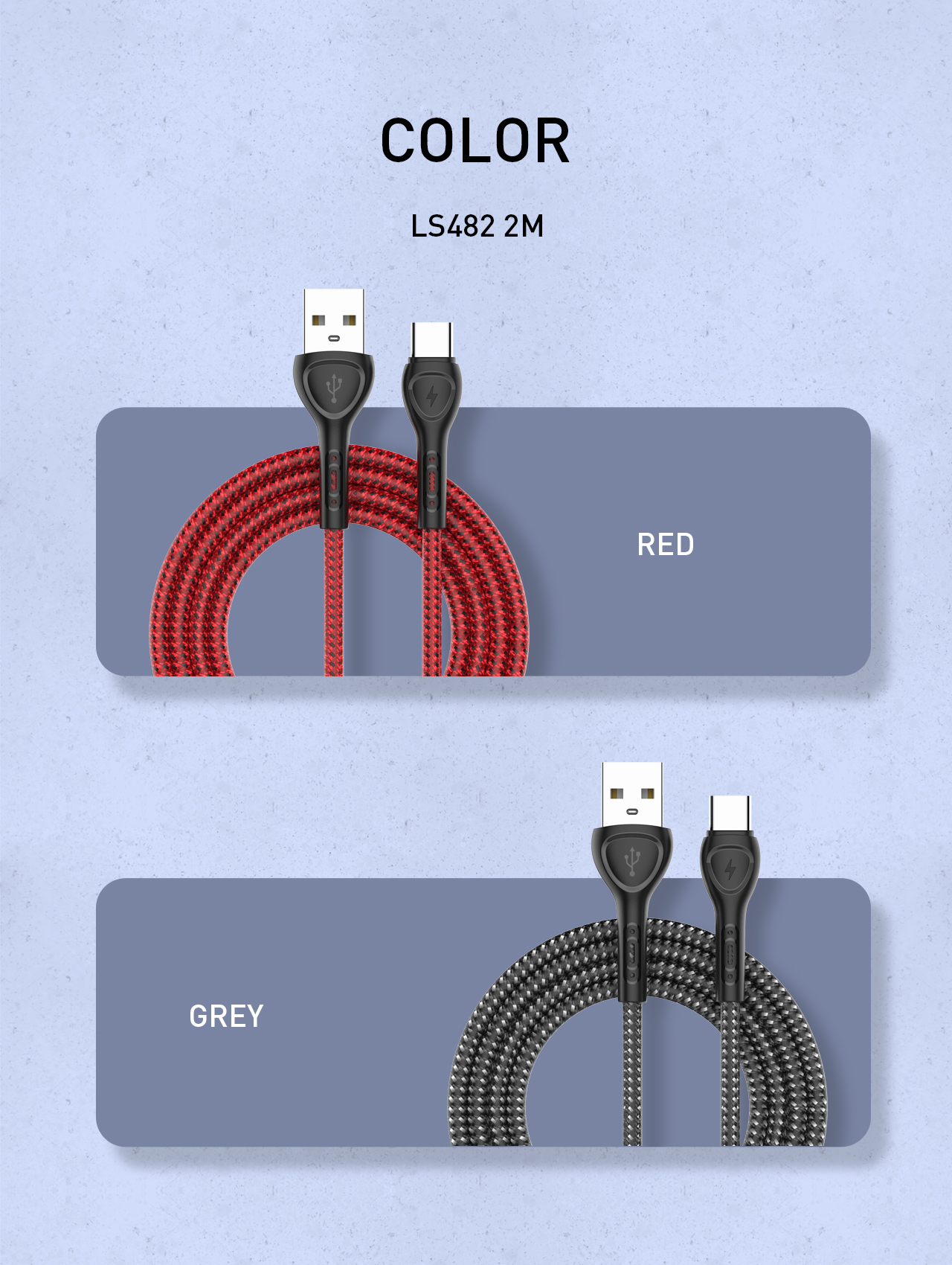 LDNIO LS482 Quick Charging Cable USB Type C Micro Lightning For Choice 2.4A