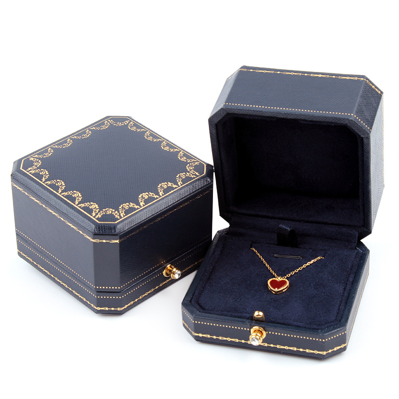 High Quality Gift Case PU Leather Jewelry Box For Ring Pendant Necklace Set