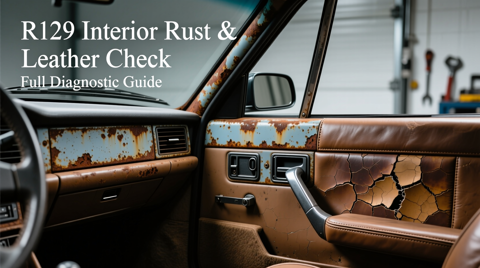 r129 interior rust leather check