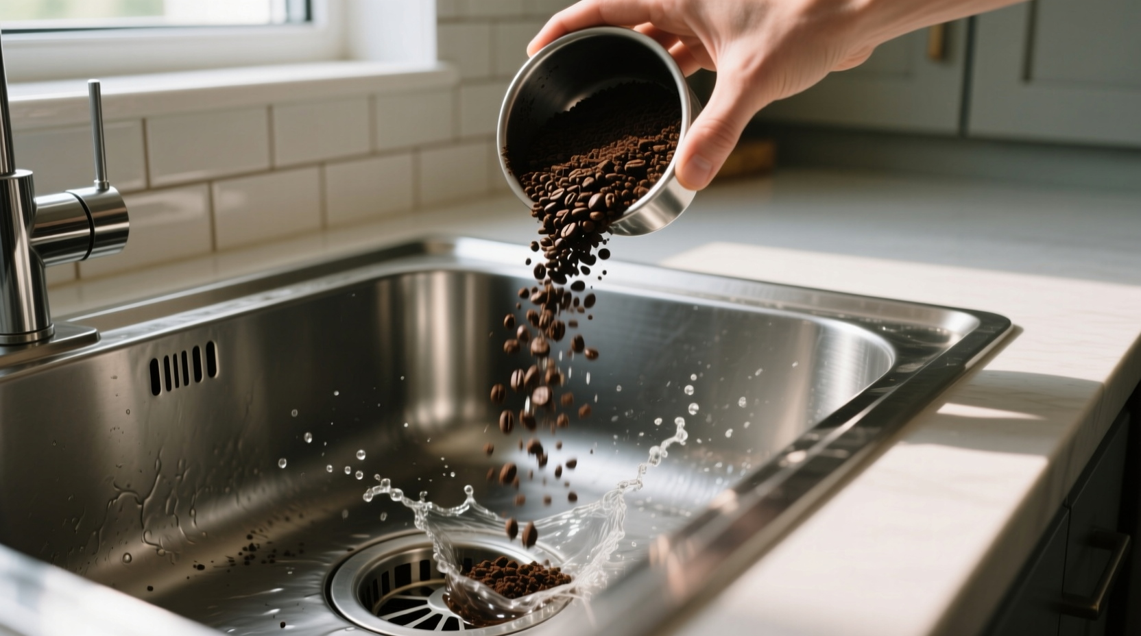 can coffee grounds go down the sink