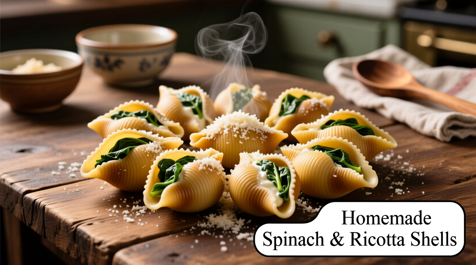Spinach and ricotta stuffed pasta shells