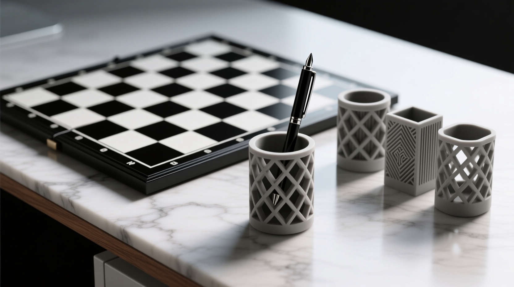 chessboard vs 3d printed pen holders are those extra details really worth it