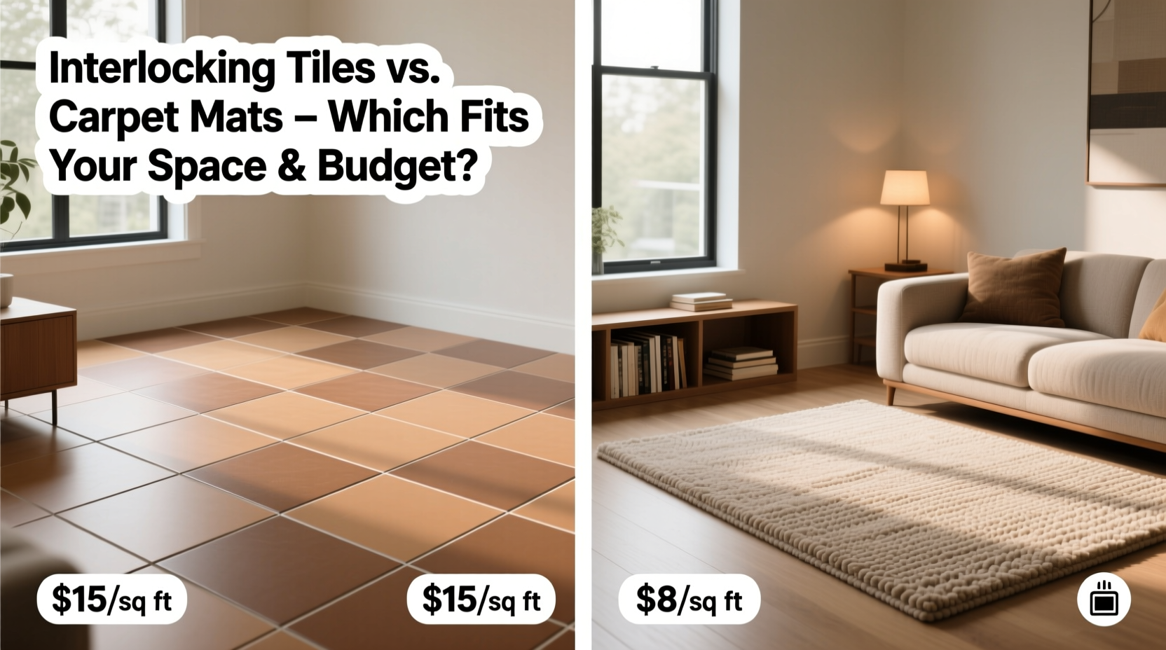 interlocking floor tiles vs carpet mats which is better for your space and budget