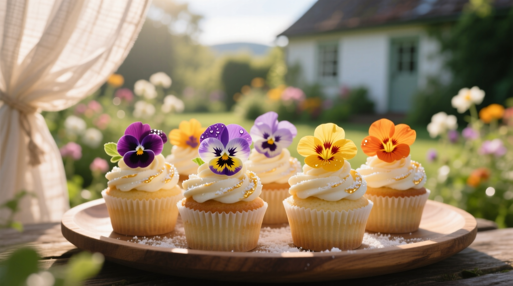 edible flowers cupcakes