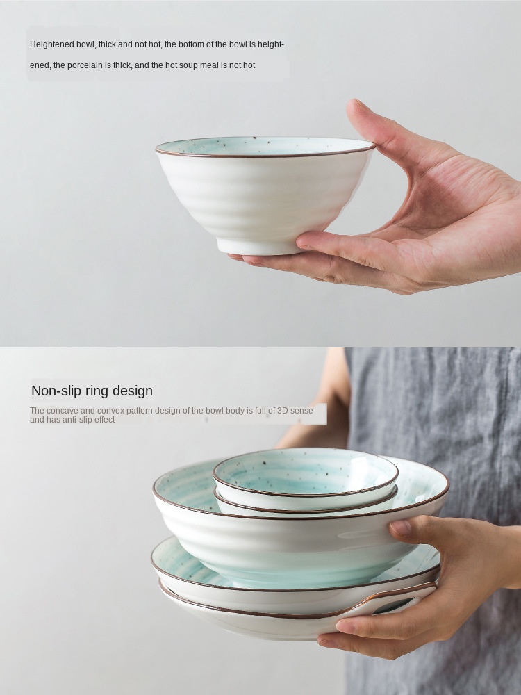 Restaurant Ceramic Dinnerware Sets Plate Rice Salad Noodles Bowl Soup Plate Set For Home Hotel