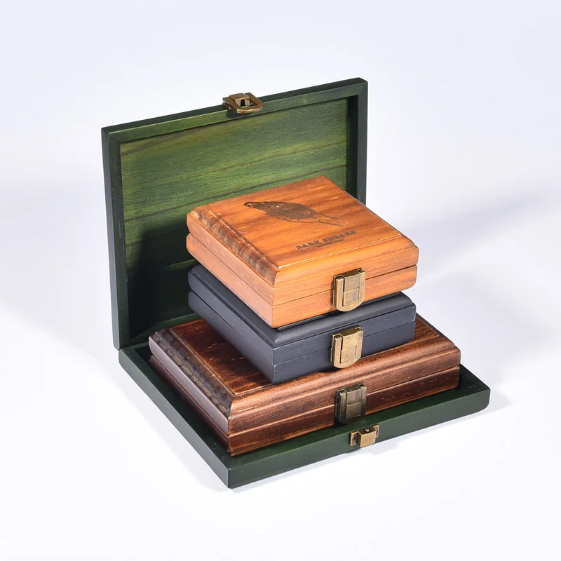 KSA Jeddah season 2020 Luxury Gold Stamp Small Chocolate Wooden Box For Coffee