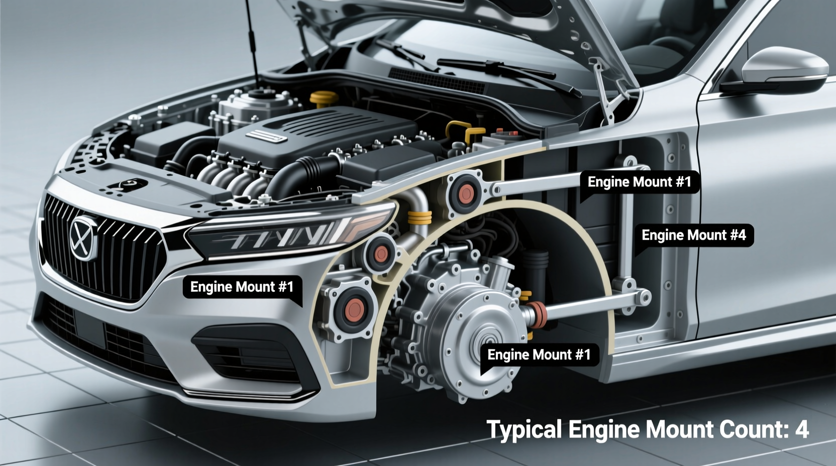 how many engine mounts are in a car
