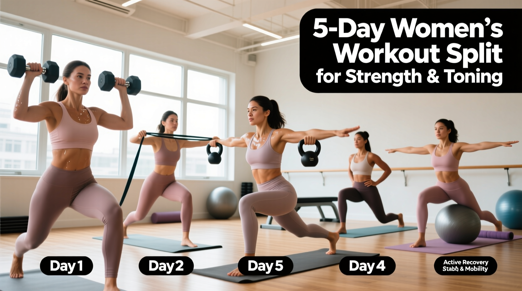 5 day womens workout split