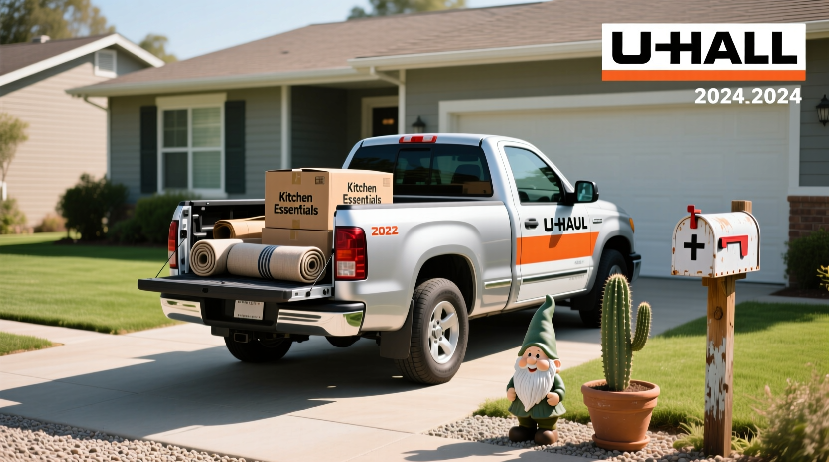 U-Haul pickup truck parked on residential street