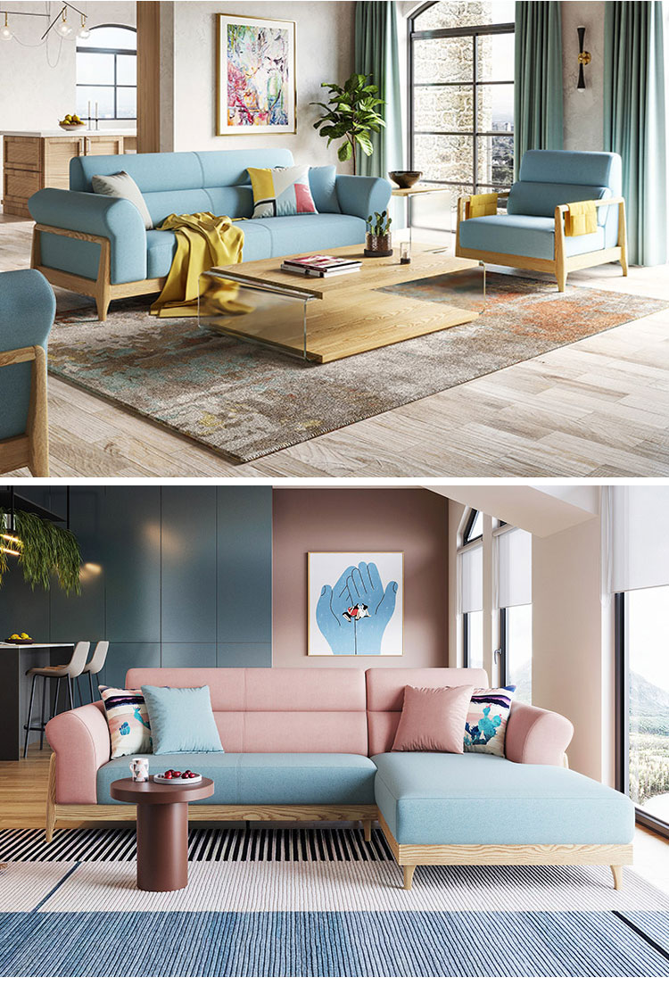 Modern Style Sofa Set Wooden Designs Classic Seating Living Room Sofa Sectional European Style Fabric