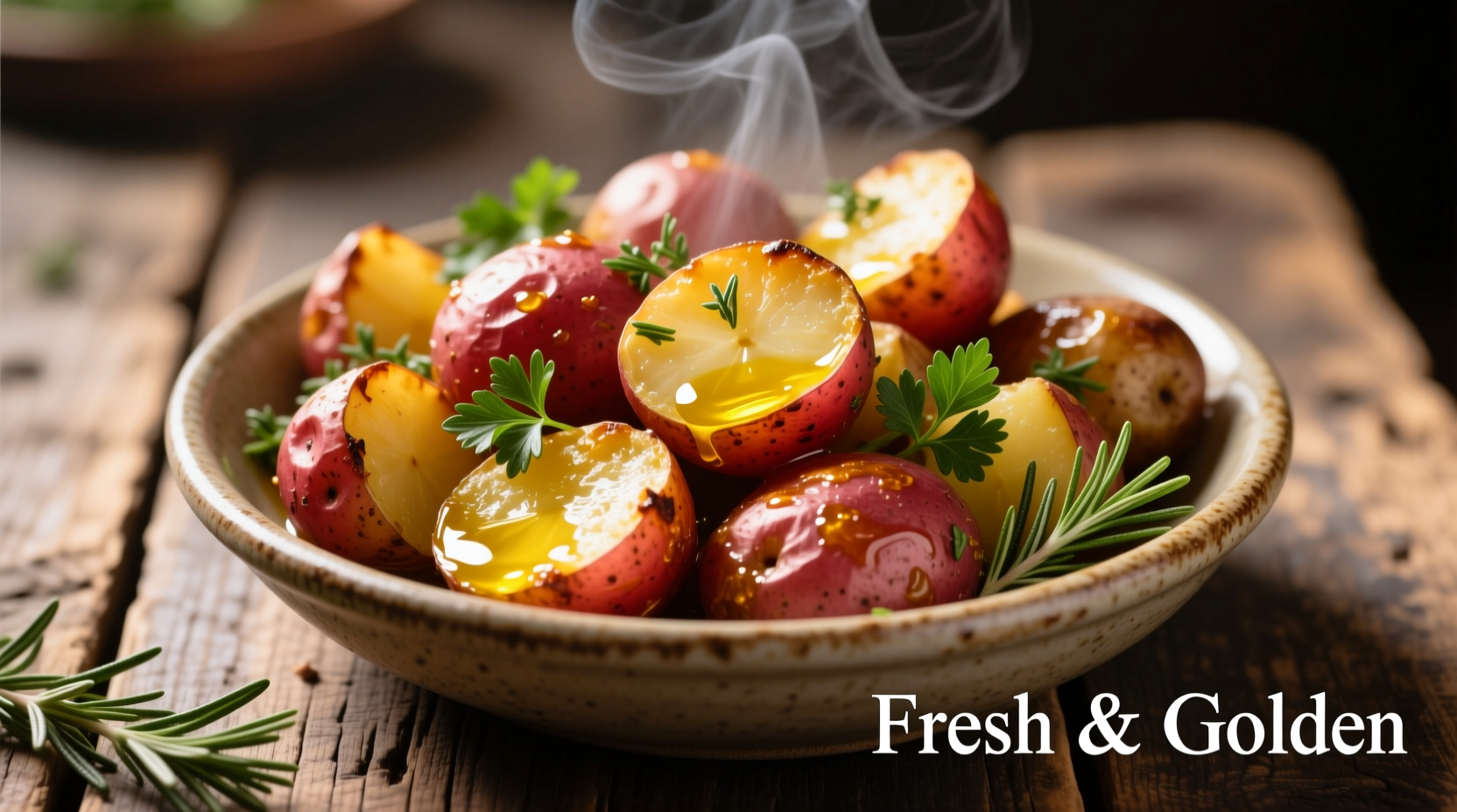 Golden roasted red potatoes with fresh herbs