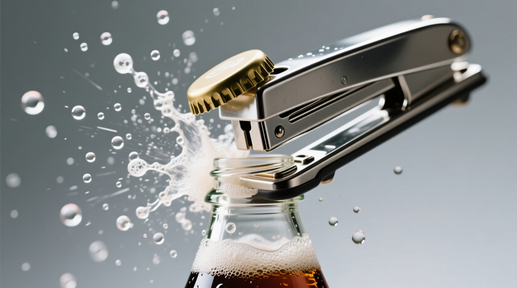 open a soda or beer bottle with a stapler