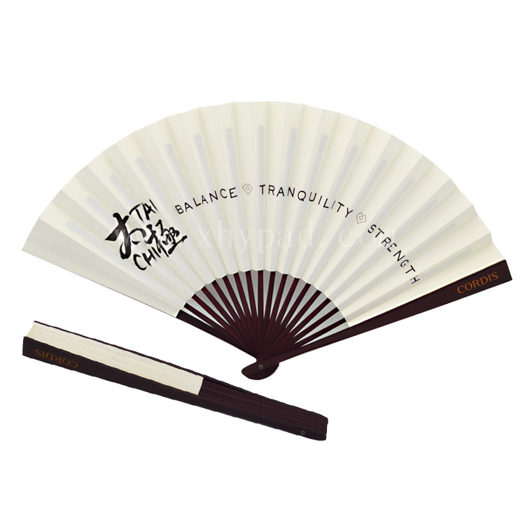 Custom advertising fan printing LOGO advanced Chinese folding paper fan bamboo handle