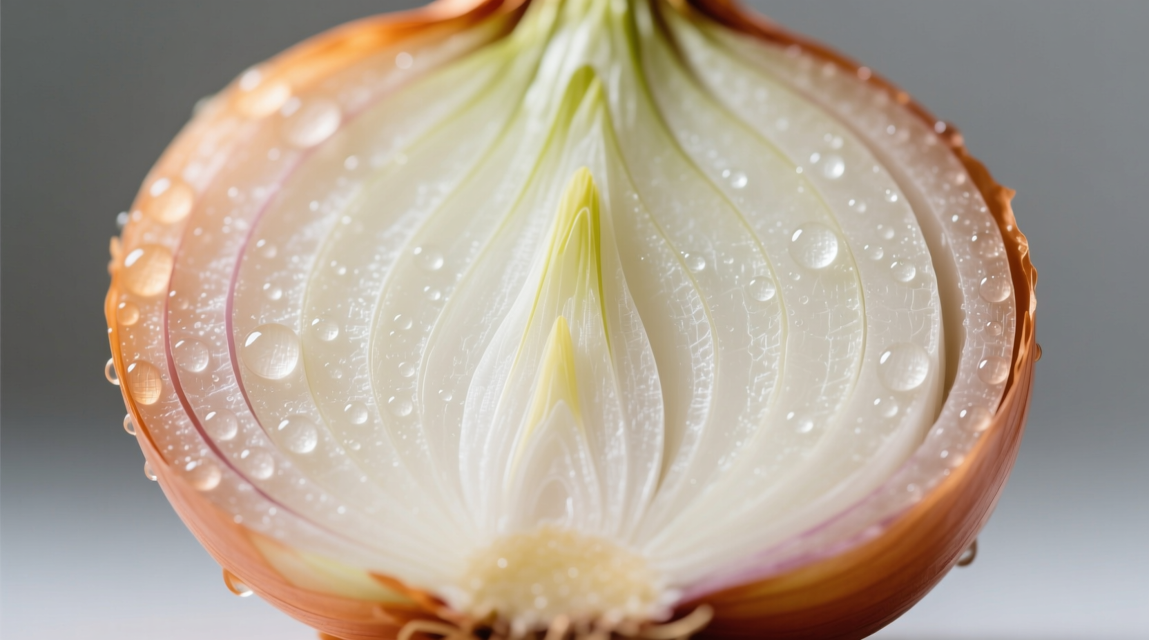Close-up of onion bulb showing layered structure