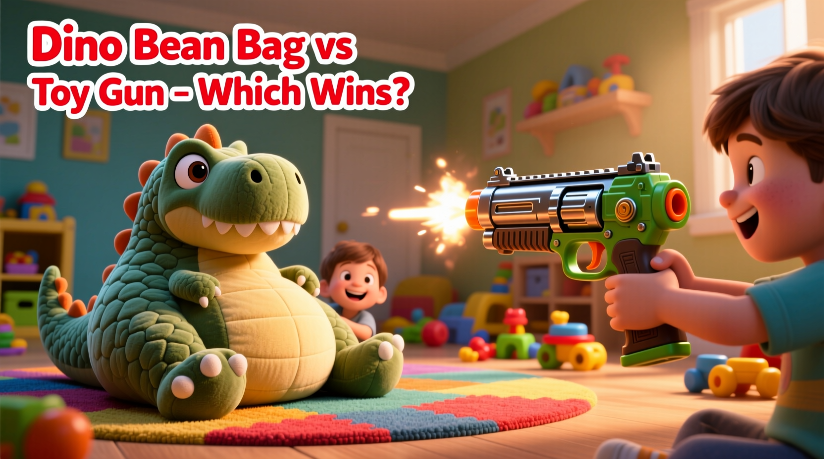 dinosaur bean bag vs toy gun which one will keep the kids entertained longer