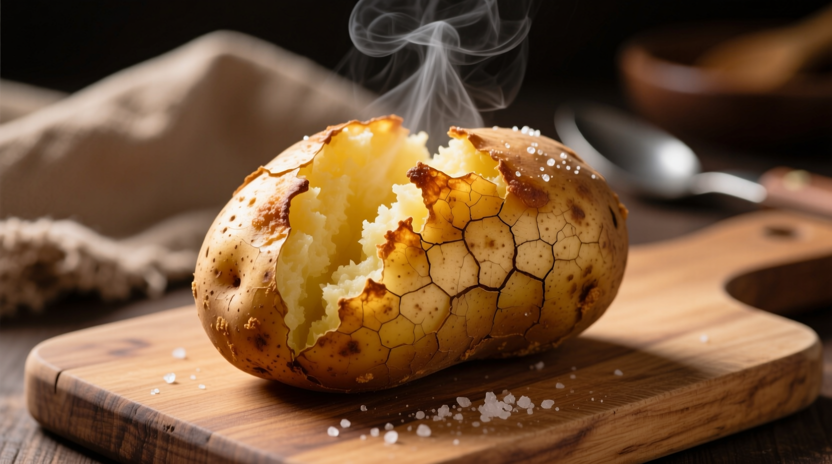 Perfectly baked potato with crispy skin