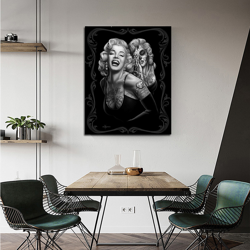 Tattoos Marilyn Monroe Portrait Canvas Painting on The Wall Sexy Women Posters Prints Decorative Picture for Living Room Decor