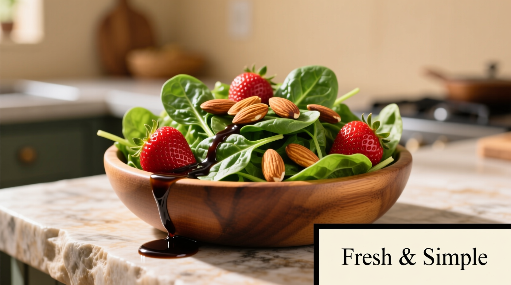 Fresh spinach salad with strawberries, almonds, and balsamic dressing