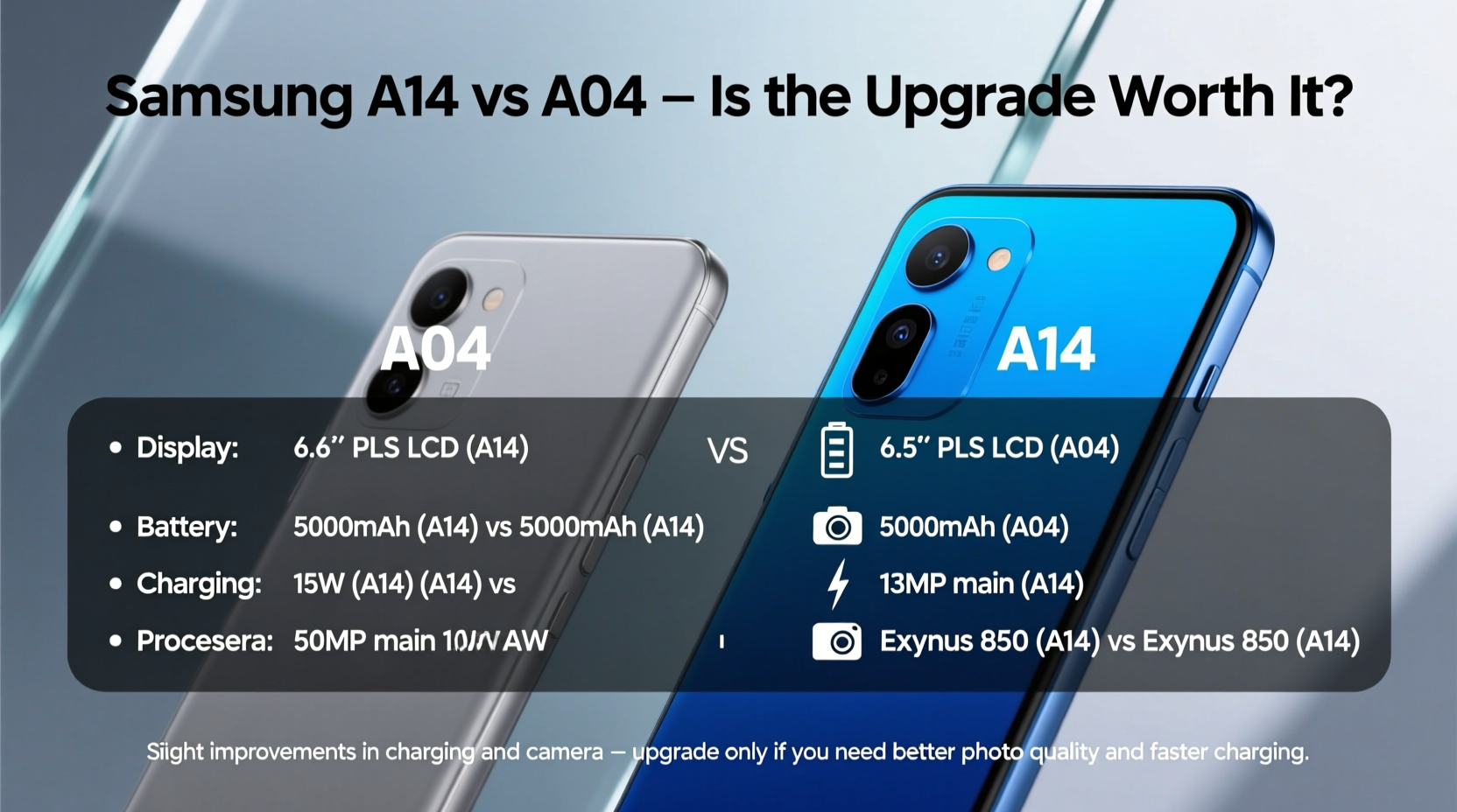 samsung a14 vs a04 is it worth upgrading or are the specs barely different