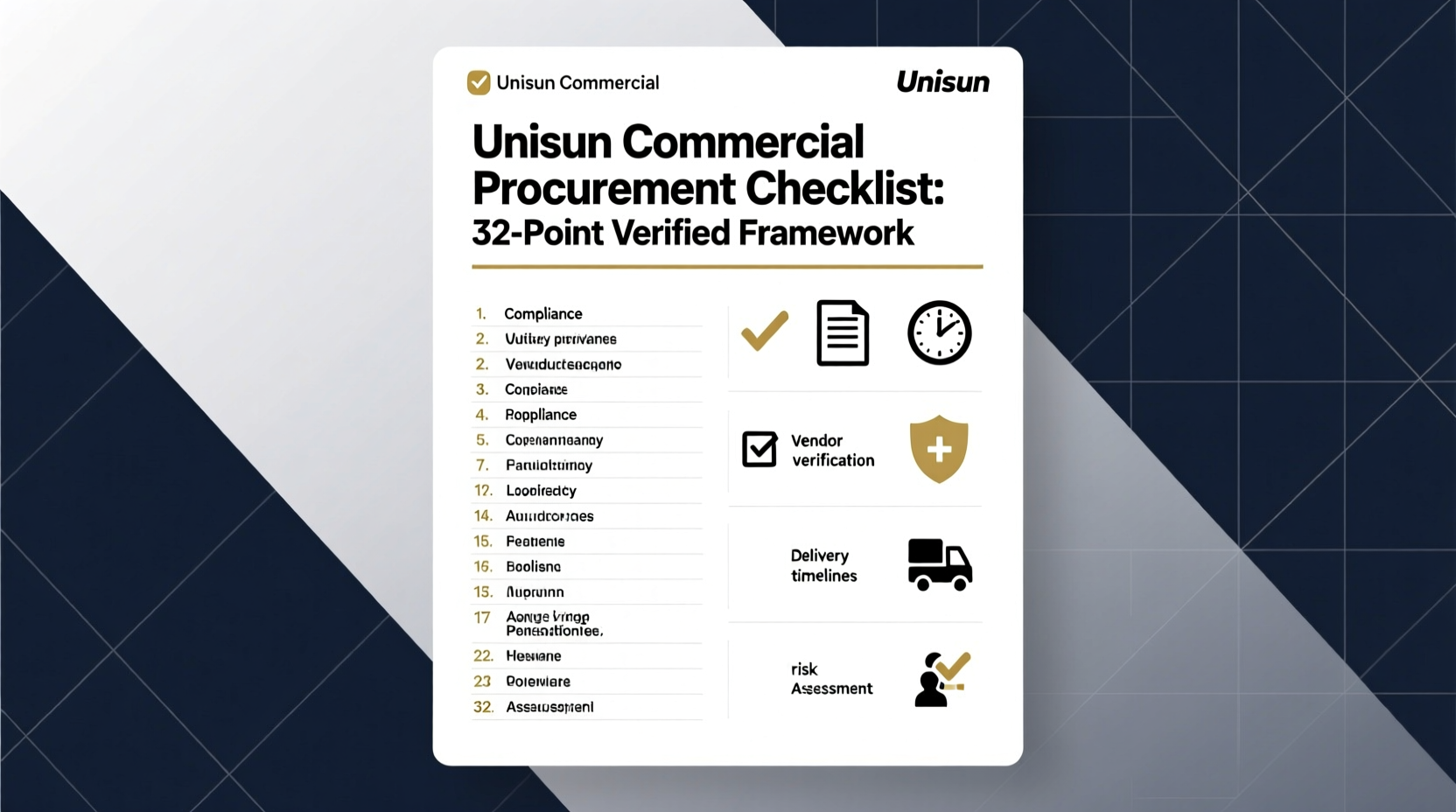 unisun commercial procurement checklist