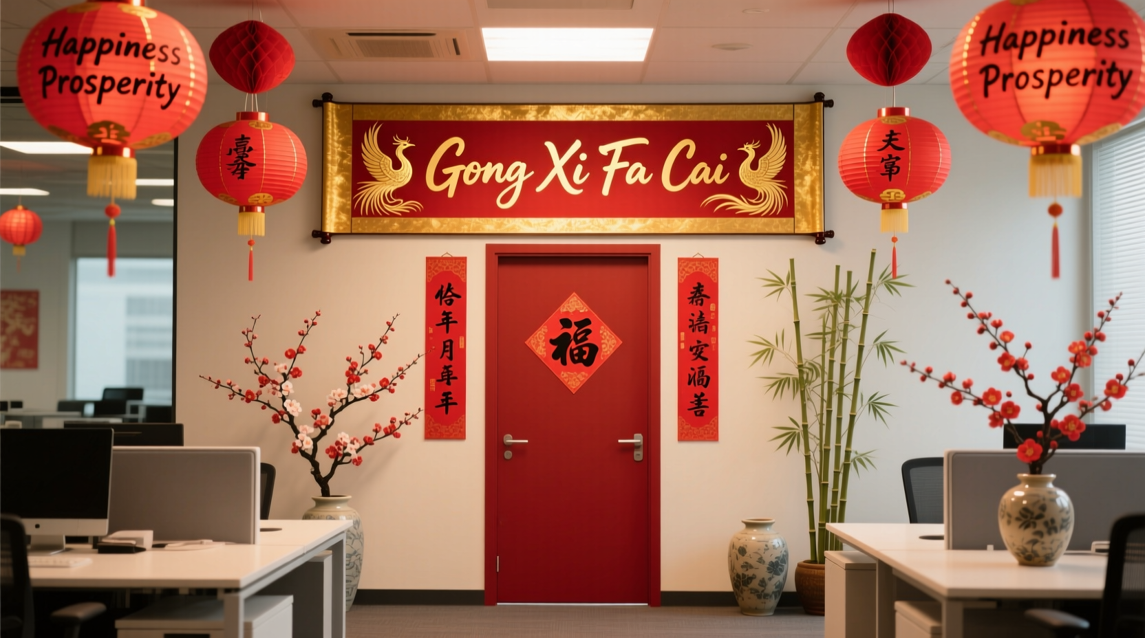 how to decorate office for new year
