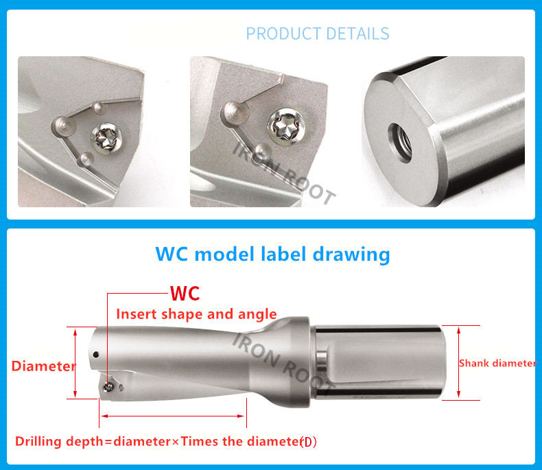 WC05 C32 2D SD29, insert indexeerbare boor, U bore
