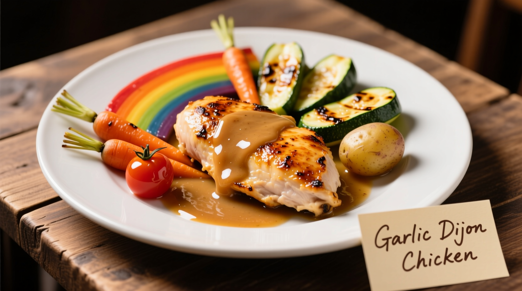 Garlic dijon chicken with roasted vegetables