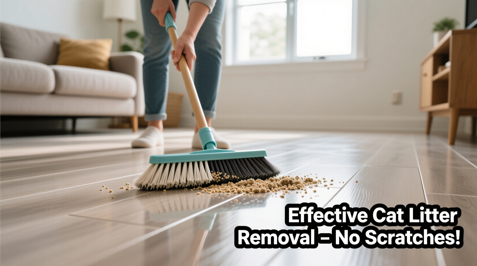 effective methods to remove cat litter from vinyl floors without damaging the surface