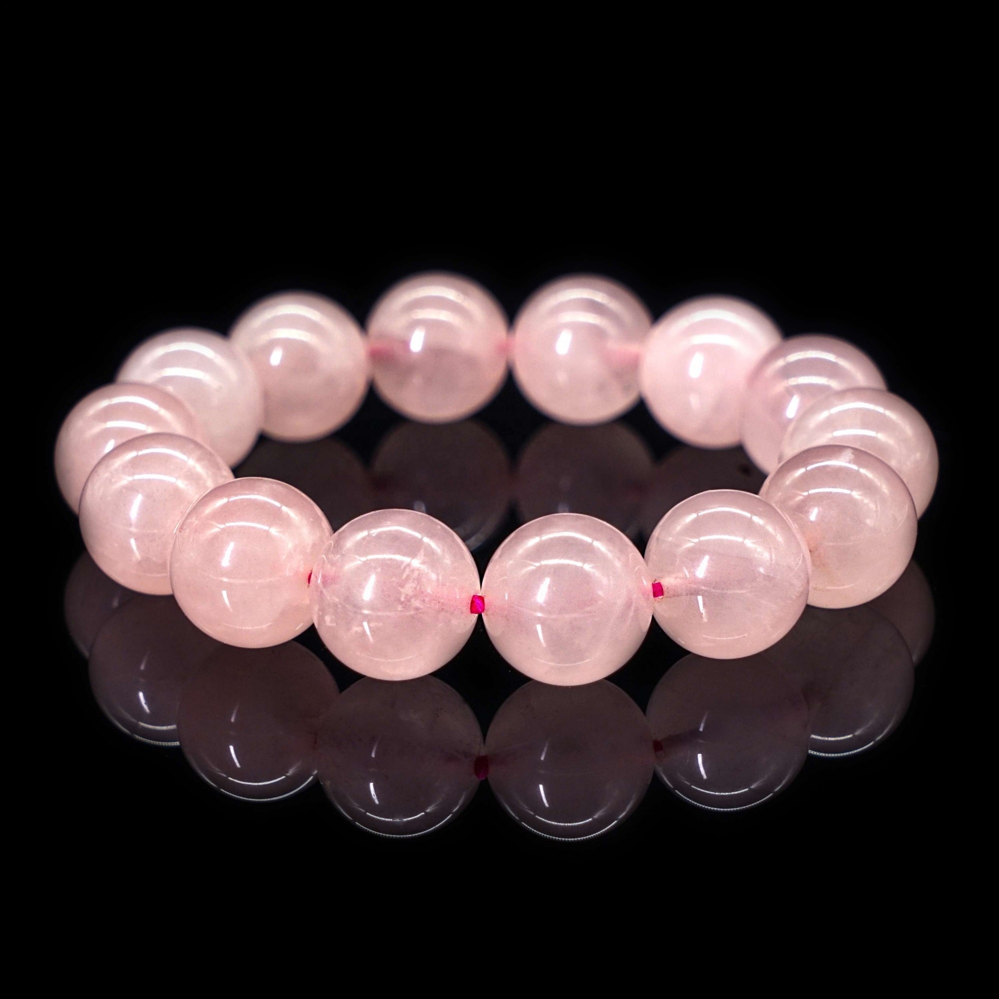 天然水晶玫瑰石英手链愈合首饰宝石粉红色水晶樱桃珠工艺品为女人爱