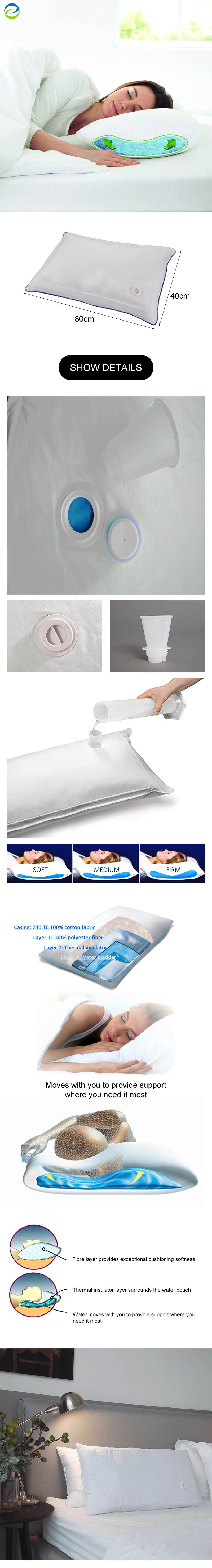 Premium Large Water Sleeping Pillow Adjustable Supportive Water Pillow for bed pillow