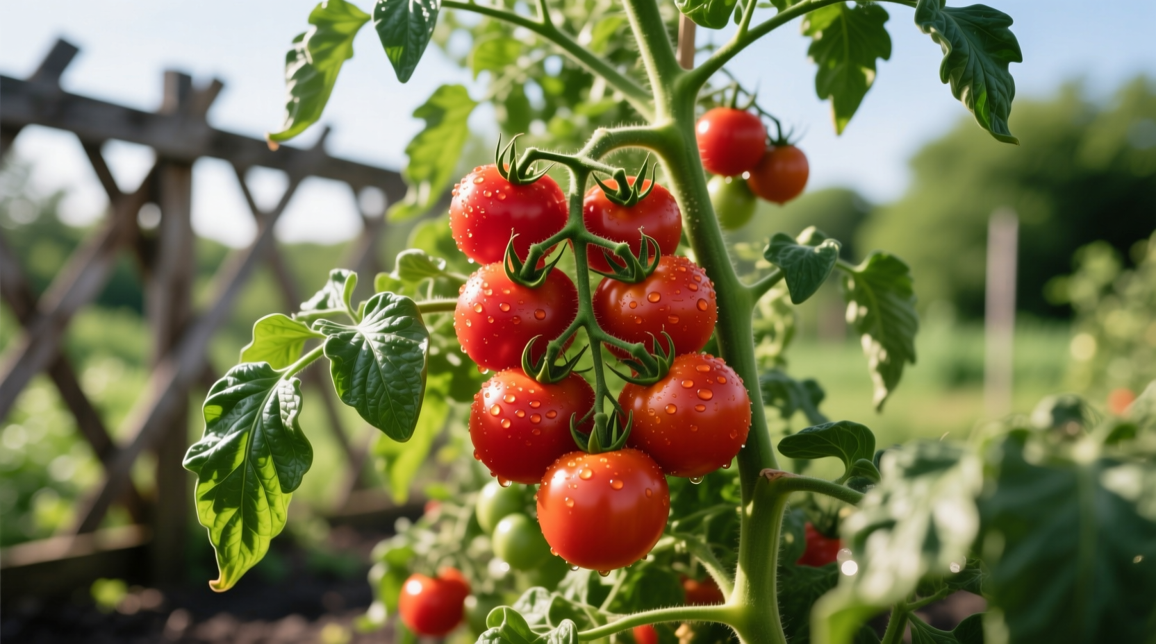 Healthy tomato plant with ripe fruit