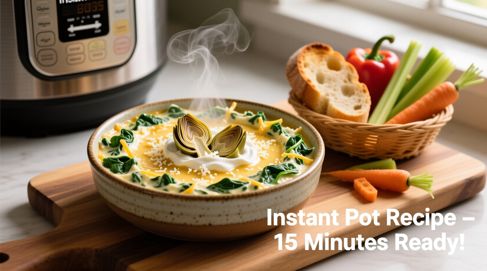 Creamy spinach artichoke dip in instant pot