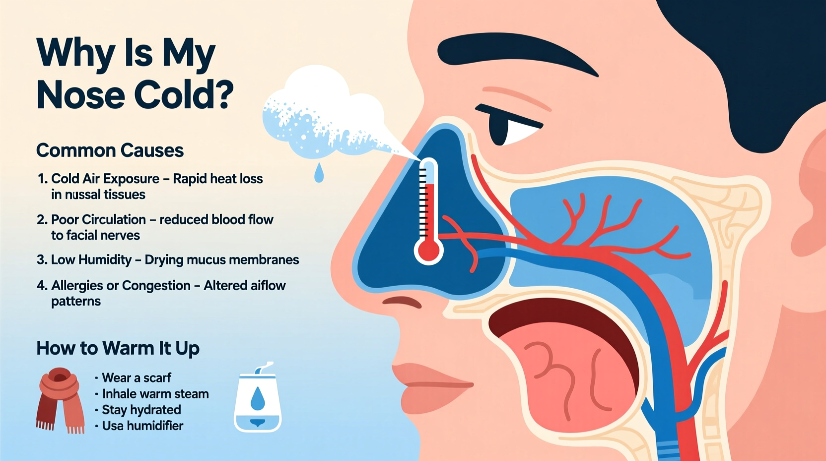 why is my nose cold common causes and how to get warm
