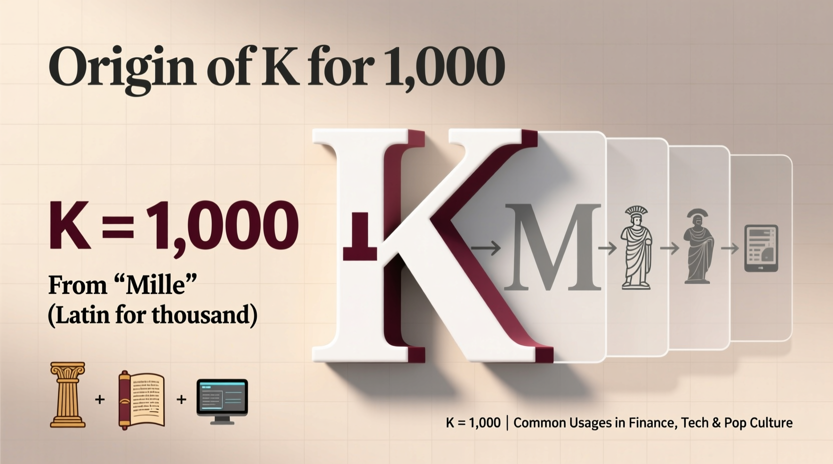 why does k represent 1000 origin and common usage