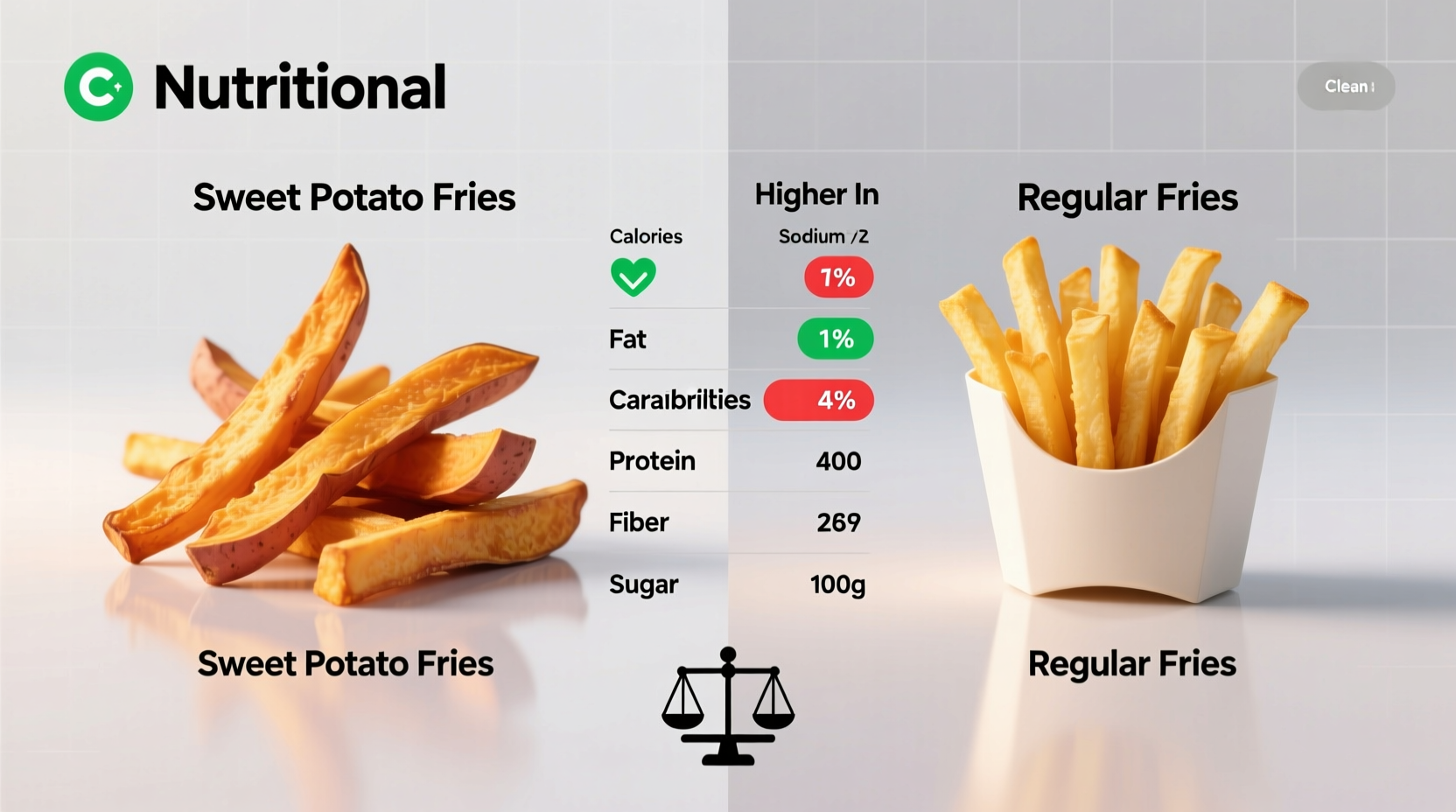 Nutrition comparison of sweet potato fries versus regular fries