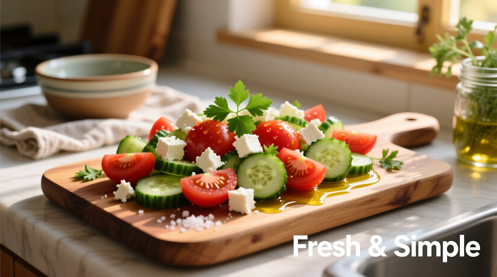 tomato and cucumber salad with feta