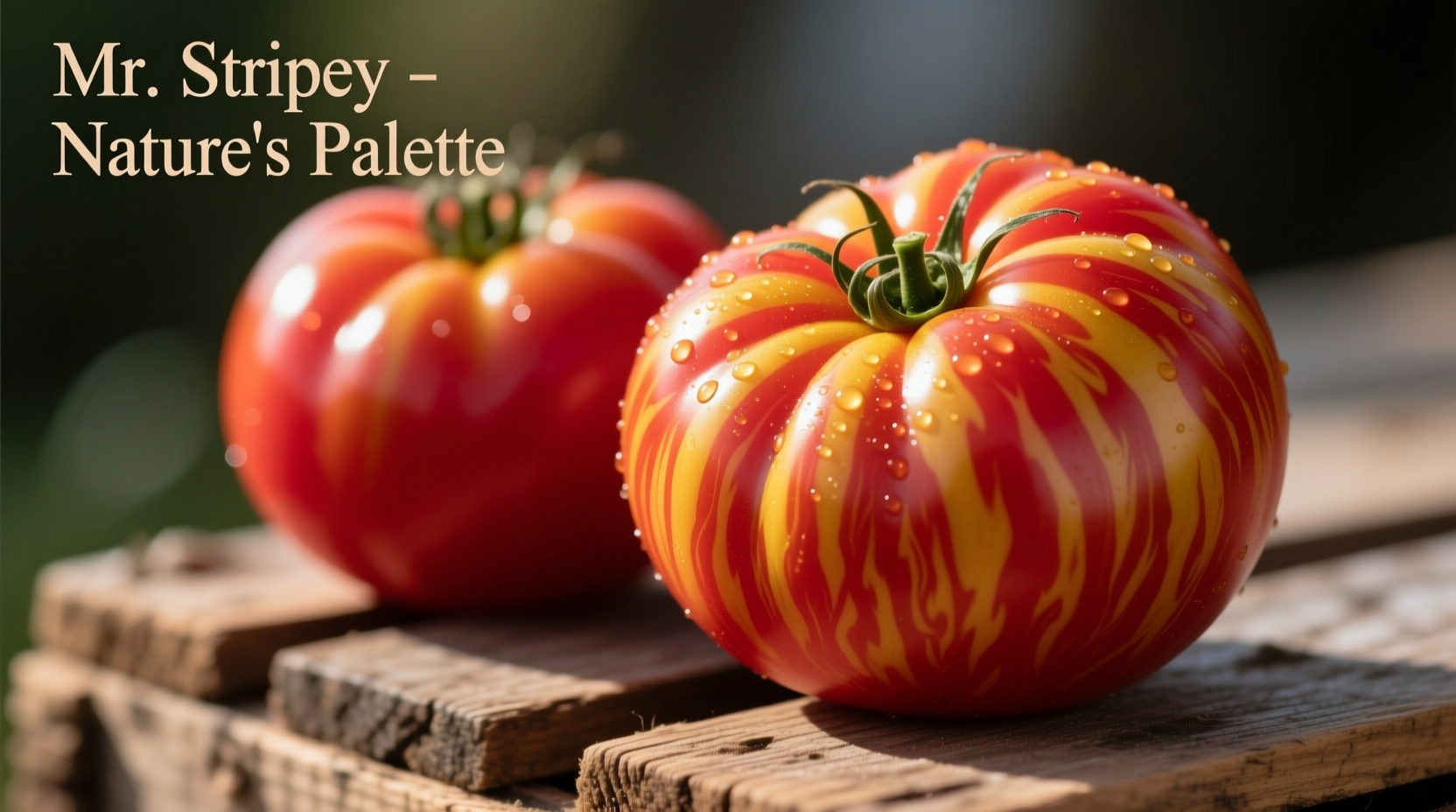Ripe Mr. Stripey tomatoes showing distinctive yellow and red marbling