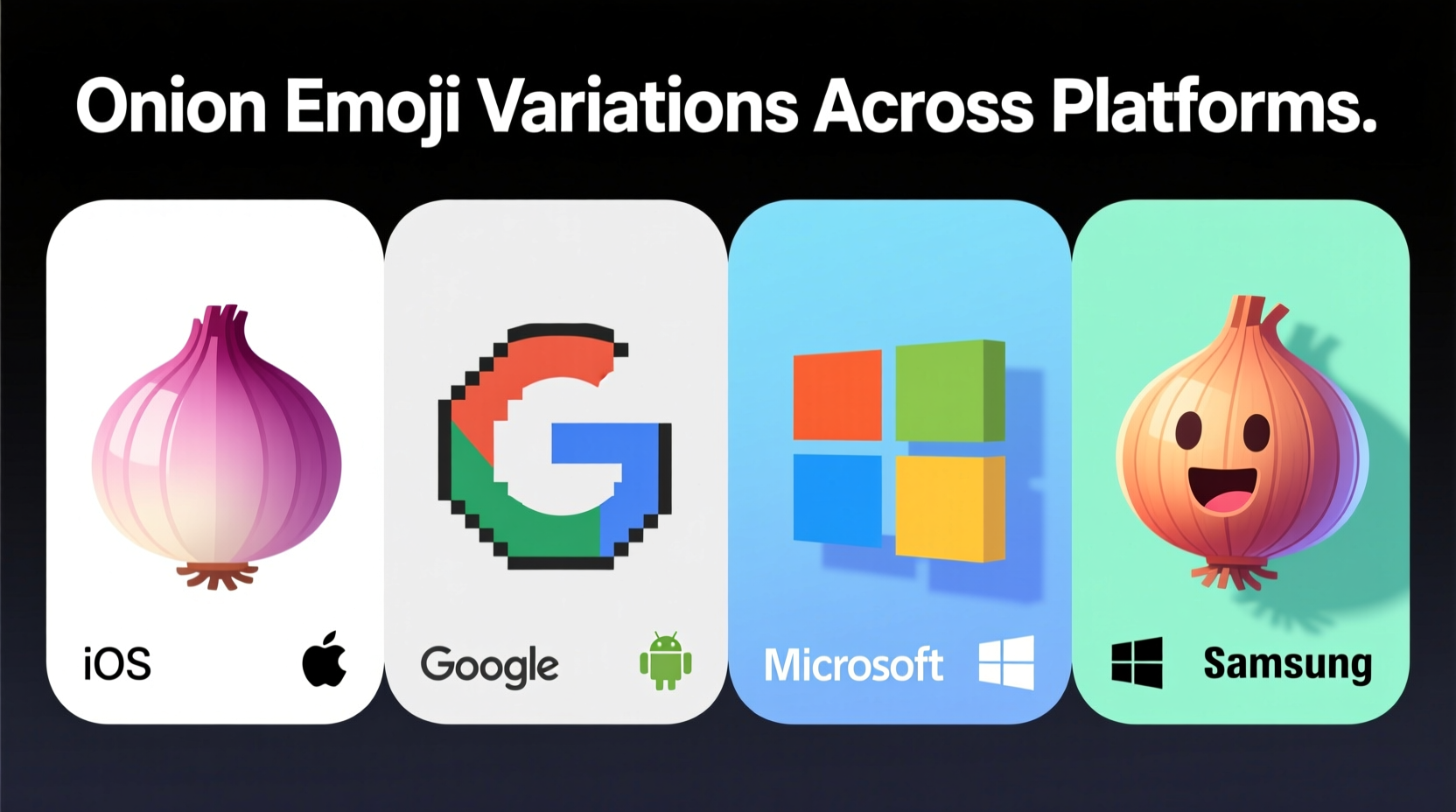 Onion emoji variations across different platforms