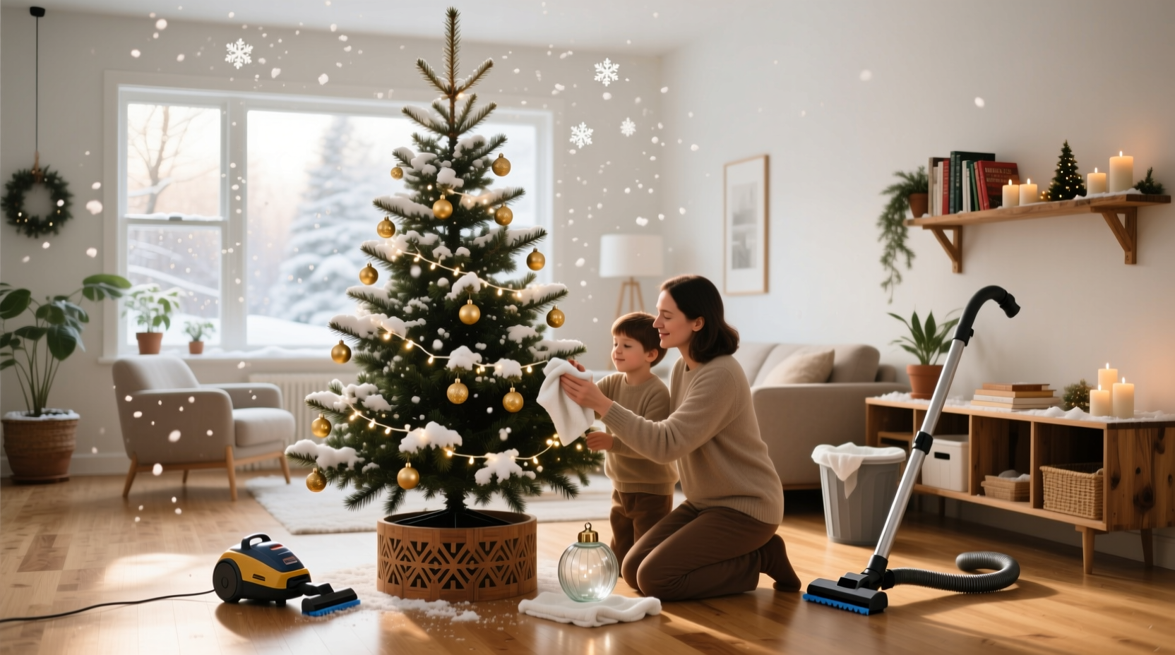 how to keep your home clean with a real christmas tree