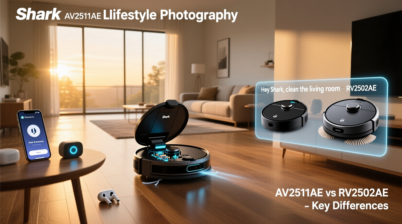 Shark AV2511AE AI Ultra Voice Control Robot Vacuum on hardwood floor