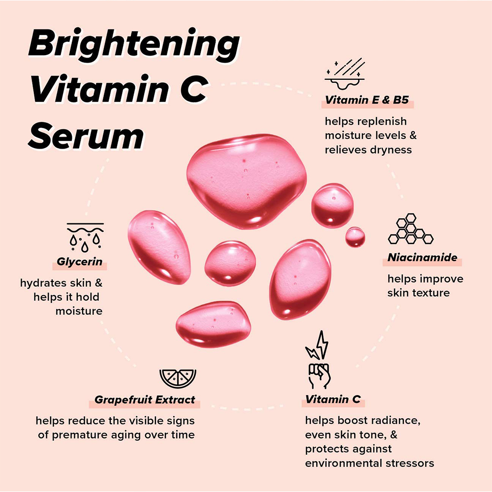 Vitamin C Serum Whitening Anti Aging Skin Care Drops Whitening Serum Vitamin E & B5 OEM Private label 30ml