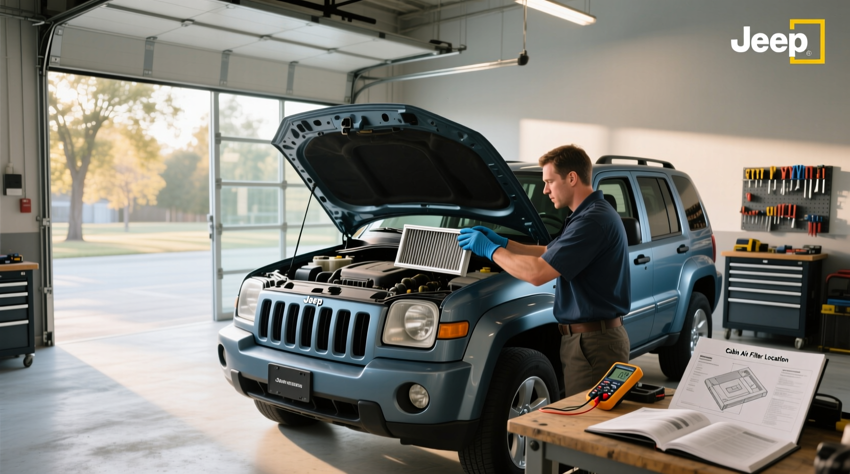 Cabin air filter for 2008 Jeep Liberty shown outside of packaging